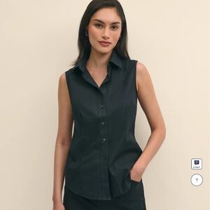 Brooks Brothers Fitted Non-Iron Stretch Sleeveless Dress Shirt sz 12 Black